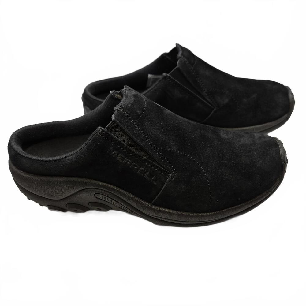 Merrell Women's Jungle Moc Slide Black Suede Mules Clogs Comfort Shoes Size 8 - Picture 2 of 8